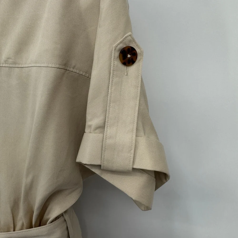 Scotch & Soda Utility Button Front Dress Womens S Khaki Tan Tencel Belt Pockets - Picture 6 of 13
